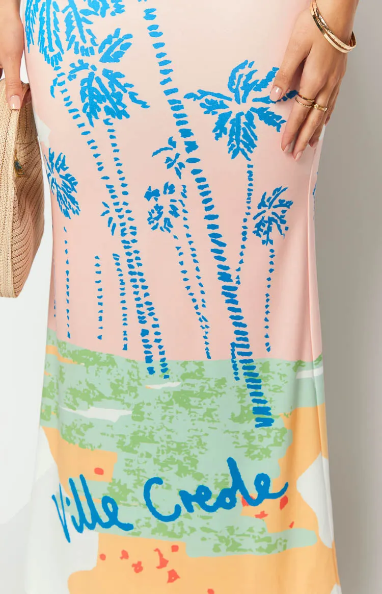 Arizona Ville Crede Palm Print Maxi Dress