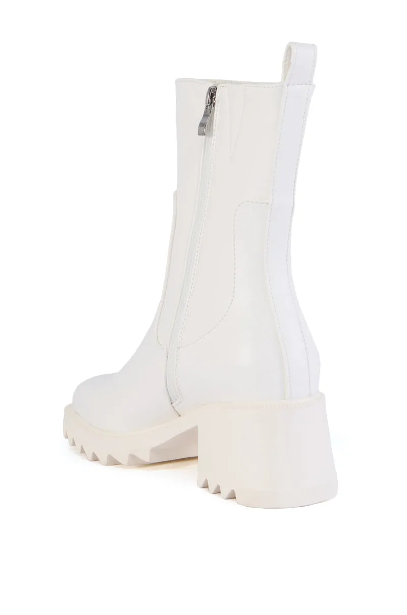 AZALEA WANG BRIDGEY WHITE CHUNKY BOOTIE