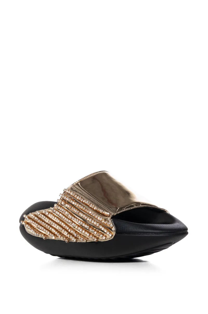 AZALEA WANG BUGGY GOLD METALLIC EMBELLISHED SLIDE