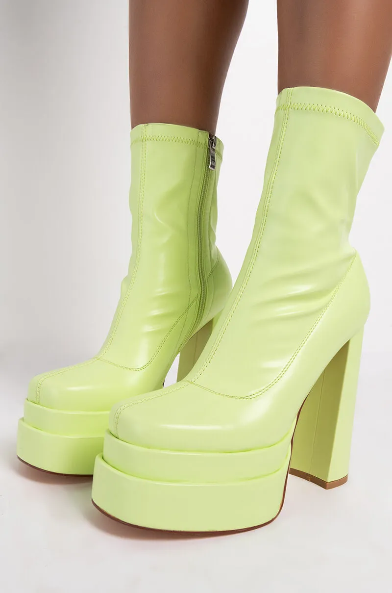 AZALEA WANG CAN'T TIE ME DOWN CHUNK BOOTIE IN LIME