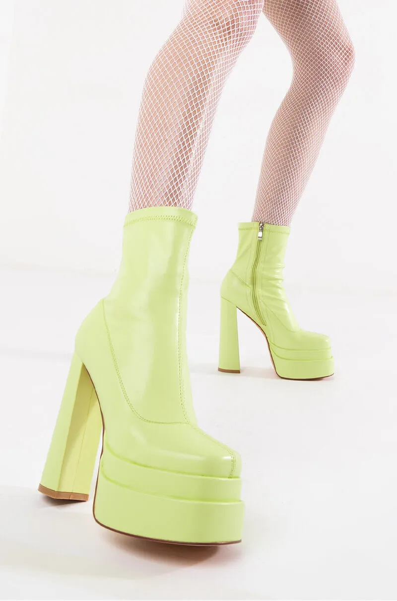 AZALEA WANG CAN'T TIE ME DOWN CHUNK BOOTIE IN LIME