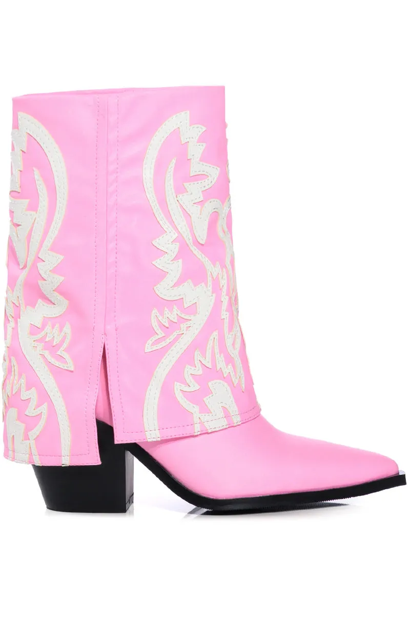 AZALEA WANG ESPERANZA WESTERN BOOTIE IN LIGHT PINK