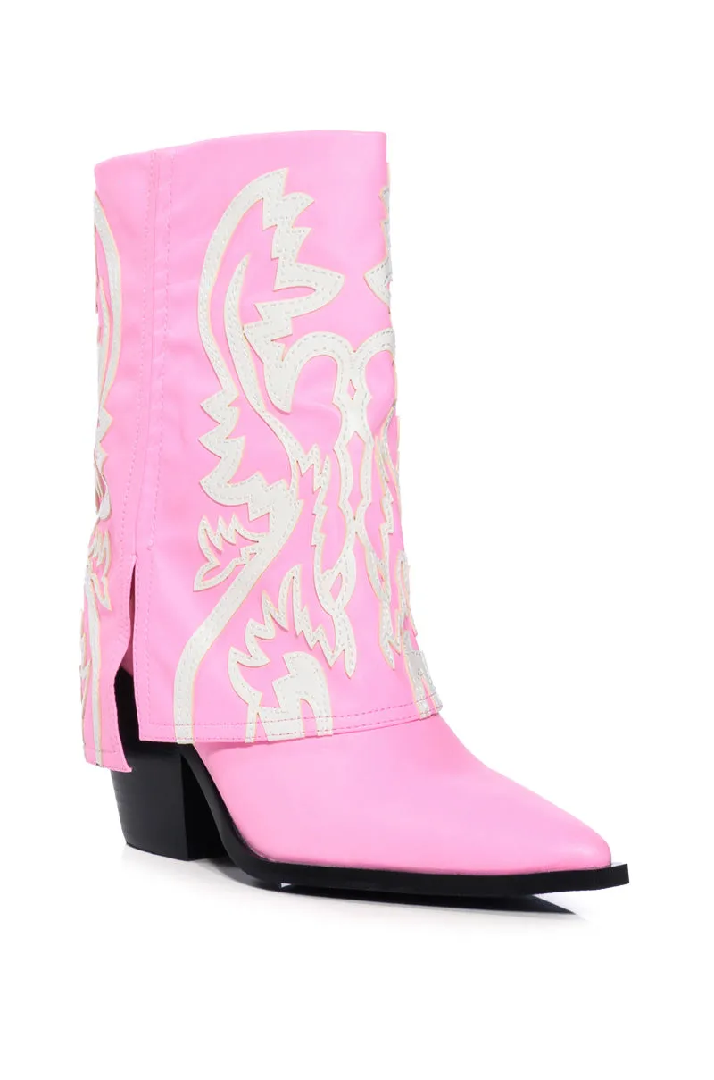 AZALEA WANG ESPERANZA WESTERN BOOTIE IN LIGHT PINK