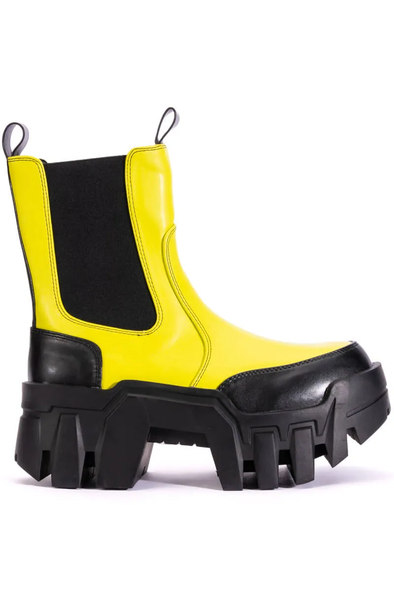 AZALEA WANG KELIANNA CHUNKY BOOT IN LIME