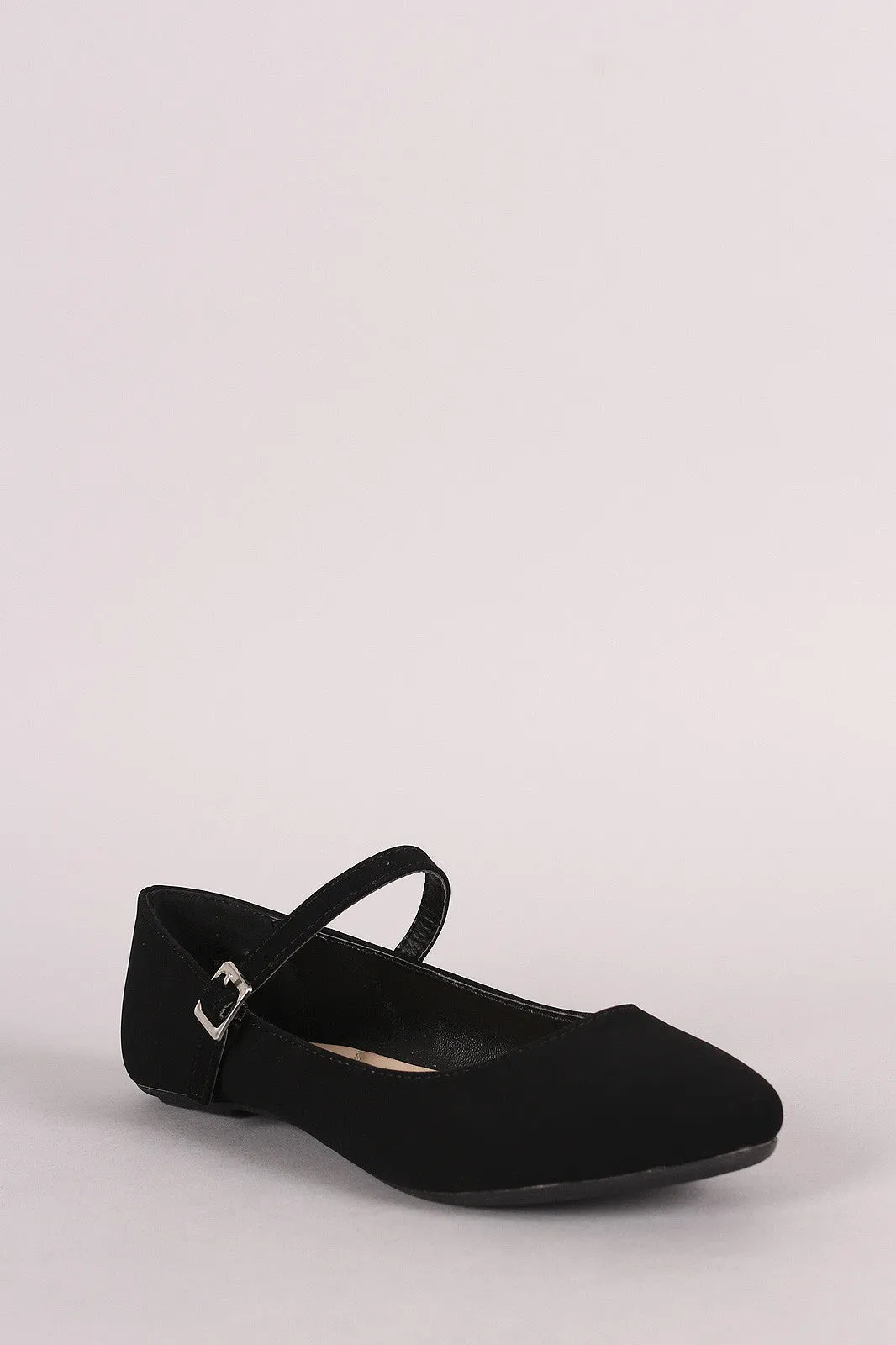 Bamboo Nubuck Round Toe Mary Jane Ballet Flat