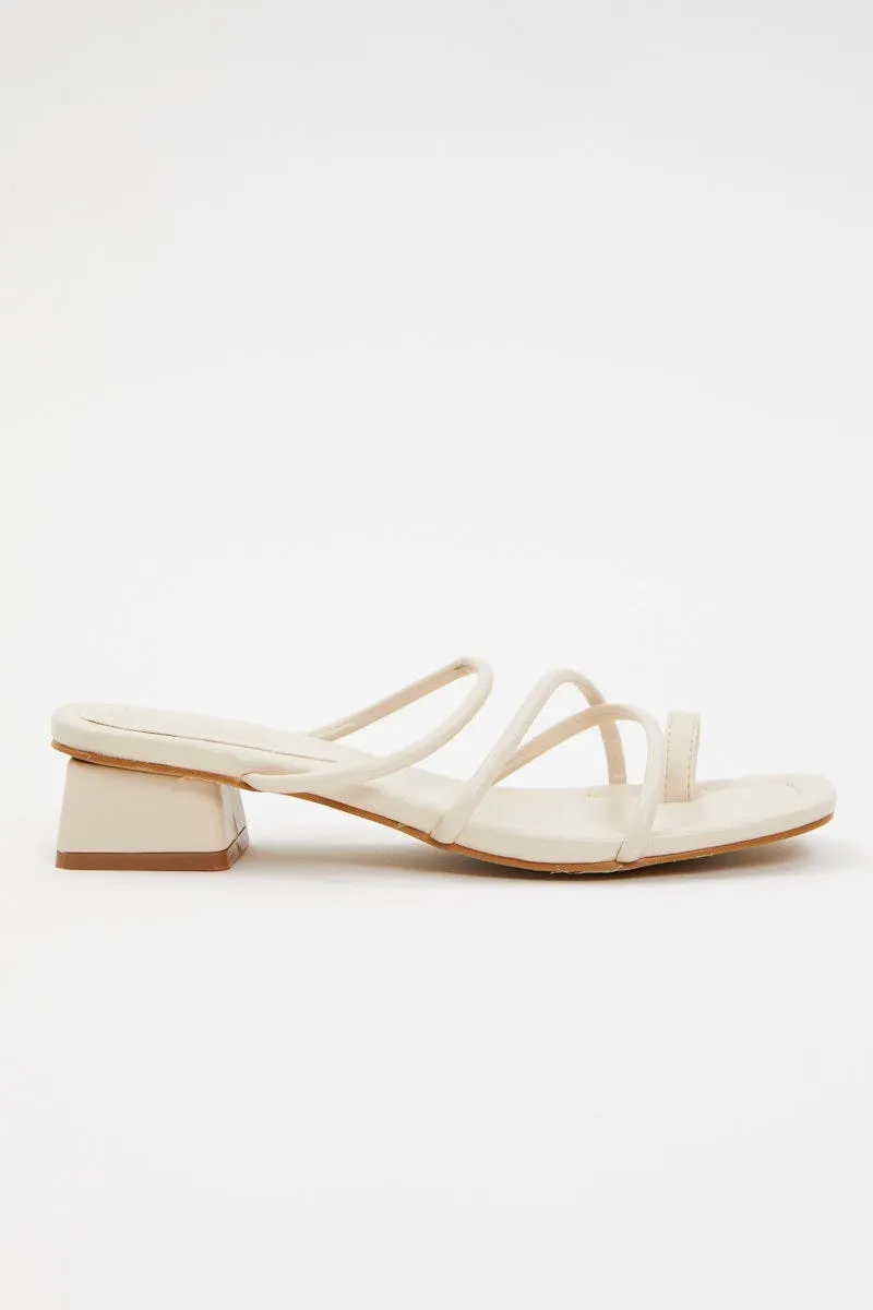 Beige Strappy Heeled Mule