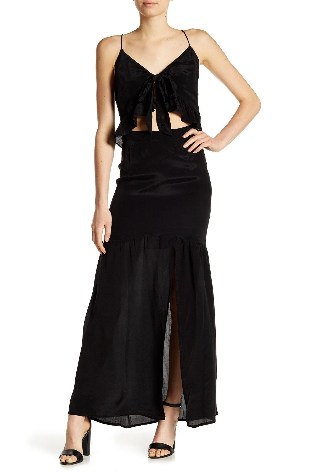 Black Strappy Back Long Dress