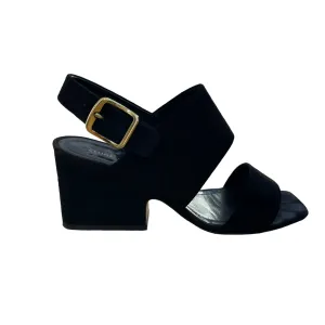 Black Suede Heeled Sandals - 7