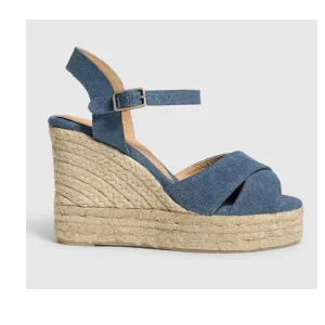 Castaner Blaudell 8ED Azul Denim Blue Wedge Espadrilles