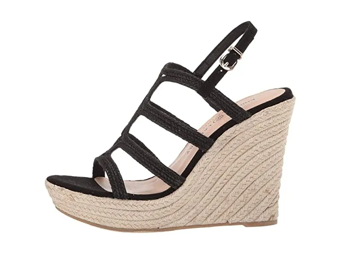 Chinese Laundry Milla Espadrille Wedge Sandal Black Open Toe High Platform