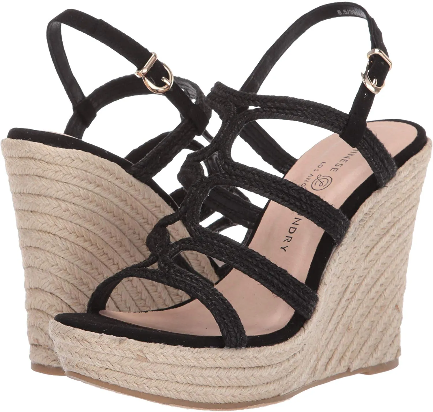 Chinese Laundry Milla Espadrille Wedge Sandal Black Open Toe High Platform