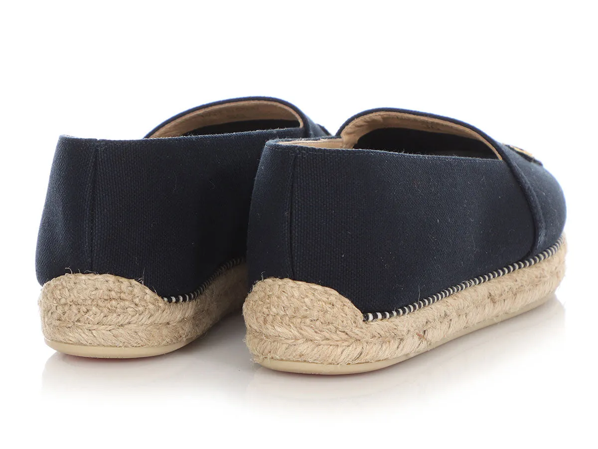 Christian Louboutin Navy Lougalia Espadrille Flats