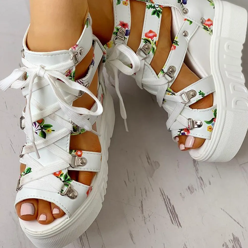 CHUNKY FLORAL WEDGES