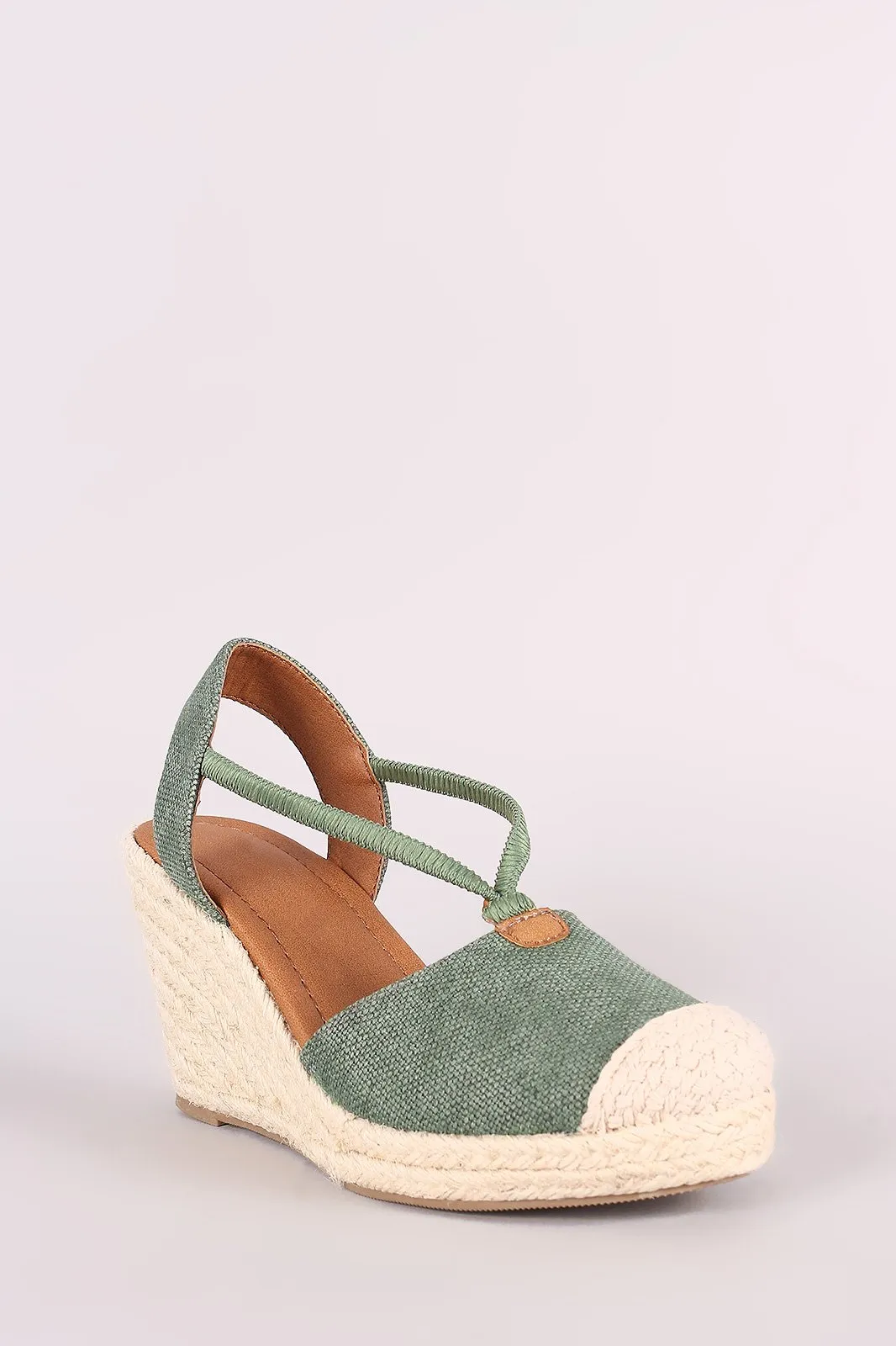 City Classified Canvas Round Toe Espadrille Platform Wedge