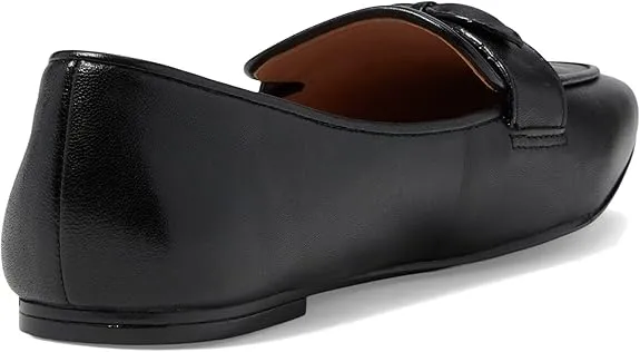 Cole Haan York Bow Black Leather Slip On Square Toe Bow Detailed Classic Loafers