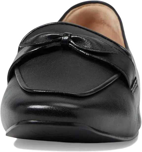 Cole Haan York Bow Black Leather Slip On Square Toe Bow Detailed Classic Loafers