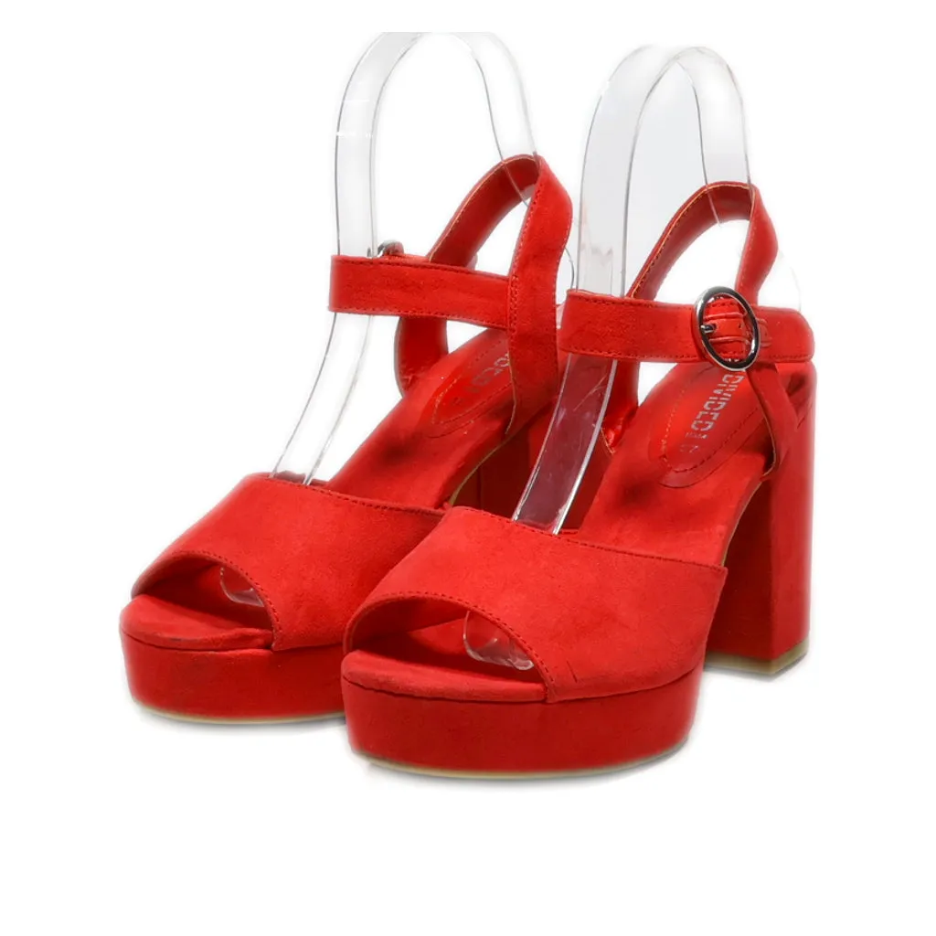 Divided Platform Sandals Suede Red Colour For Women