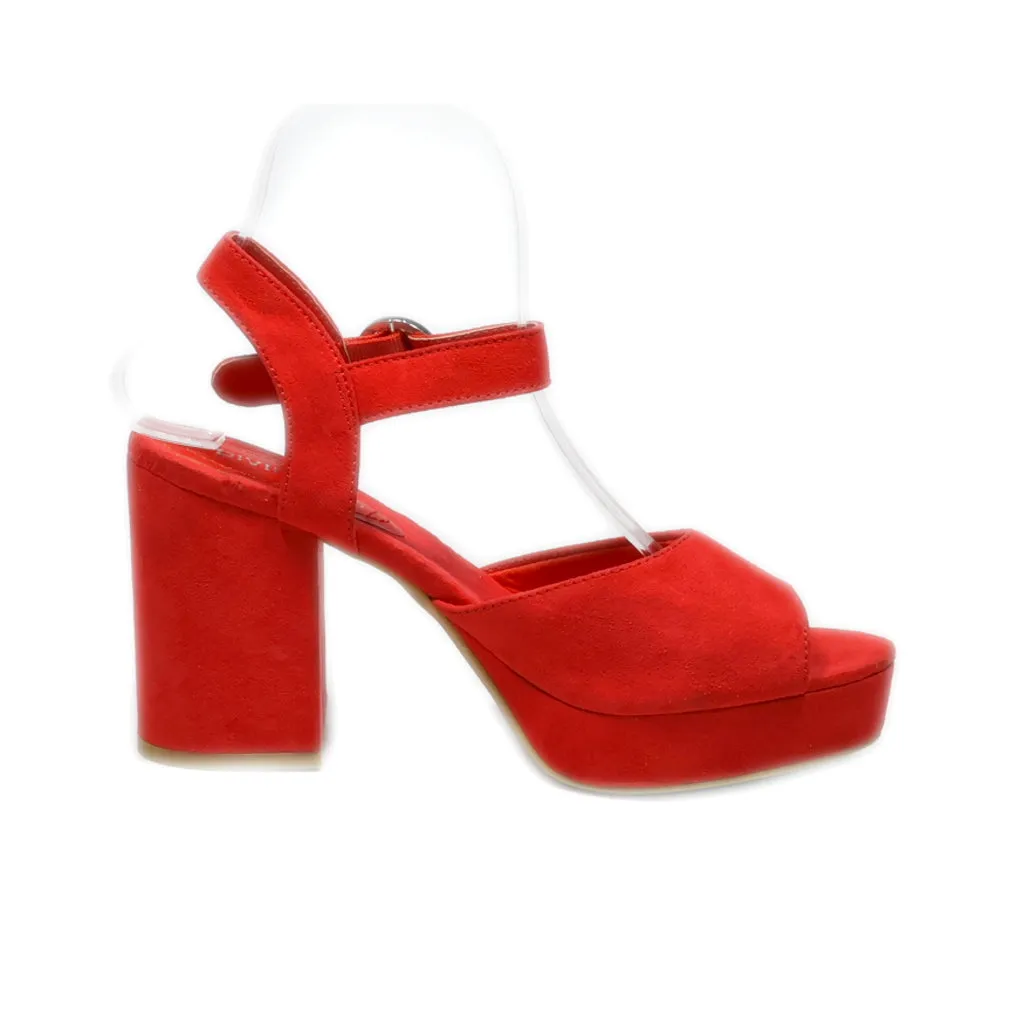 Divided Platform Sandals Suede Red Colour For Women