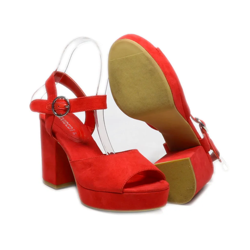 Divided Platform Sandals Suede Red Colour For Women