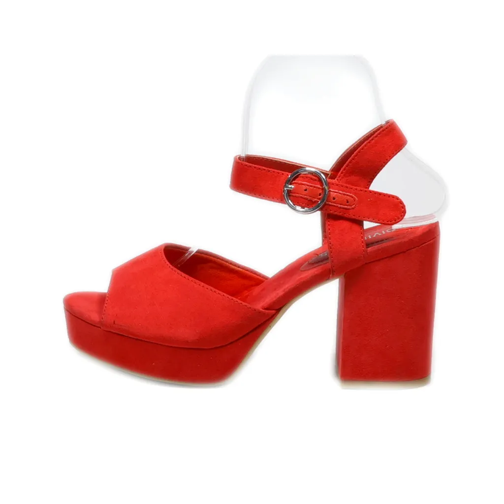 Divided Platform Sandals Suede Red Colour For Women