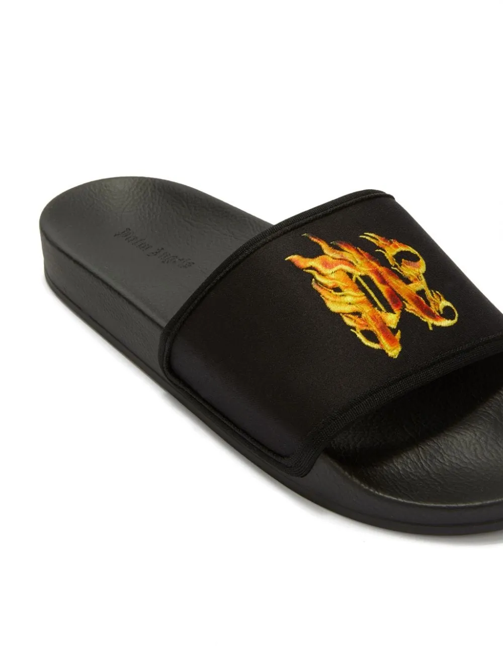 Flame monogram-print slides