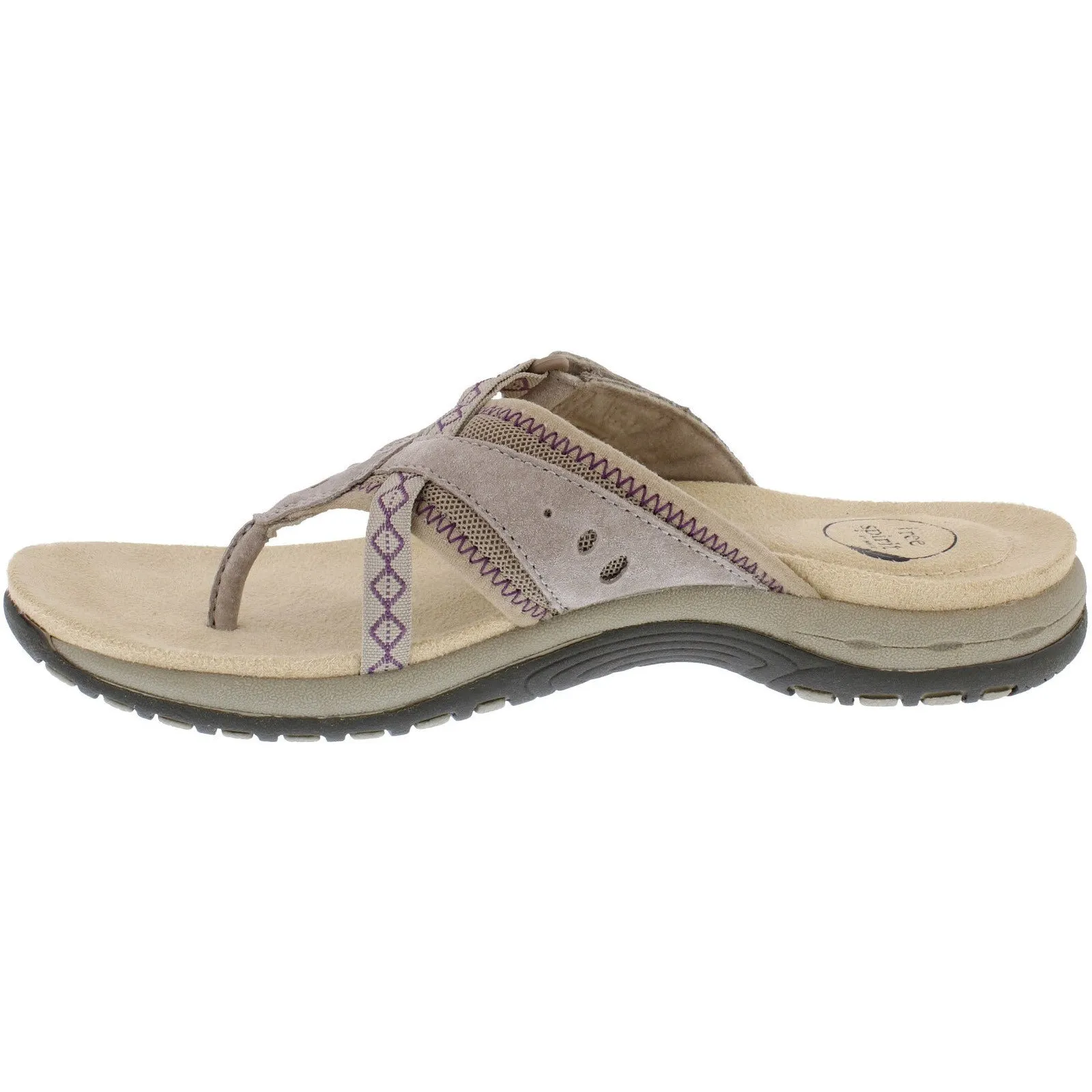 Free Spirit Juliet Ladies New Khaki Suede & Textile Slip On Sandals