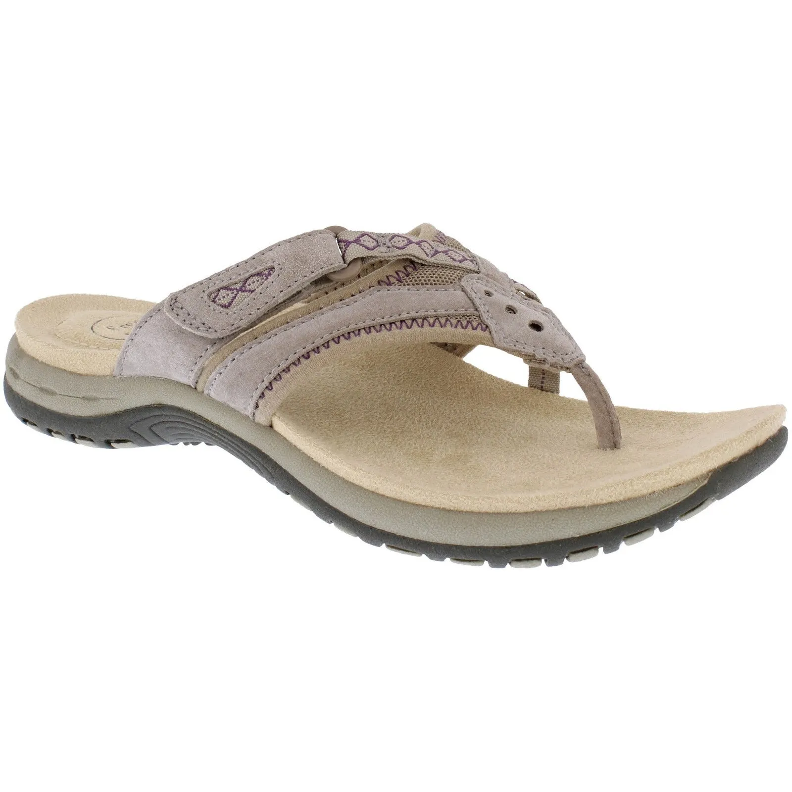 Free Spirit Juliet Ladies New Khaki Suede & Textile Slip On Sandals