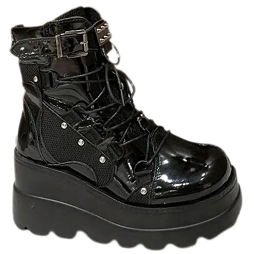 Funki Buys | Boots | Women's Gothic Punk Buckle Ring Creepers