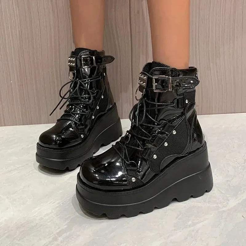 Funki Buys | Boots | Women's Gothic Punk Buckle Ring Creepers