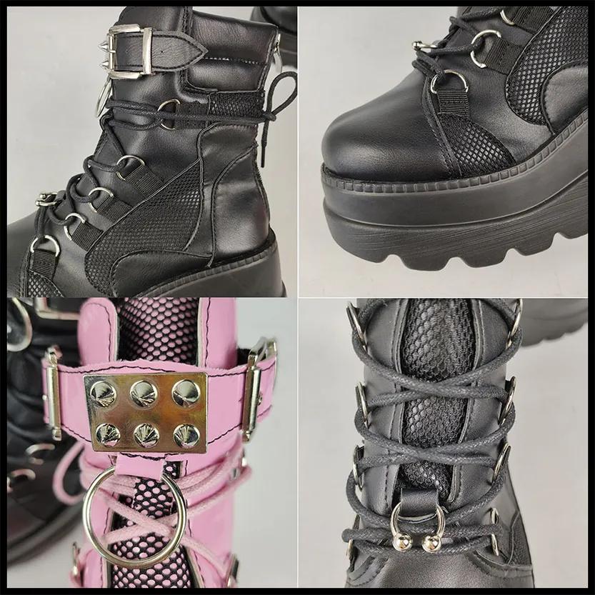 Funki Buys | Boots | Women's Gothic Punk Buckle Ring Creepers