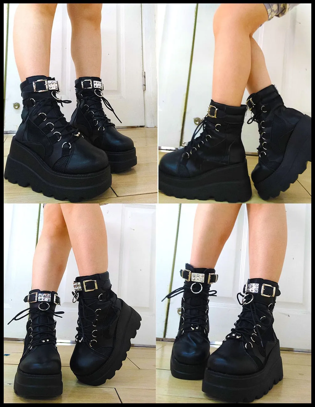 Funki Buys | Boots | Women's Gothic Punk Buckle Ring Creepers