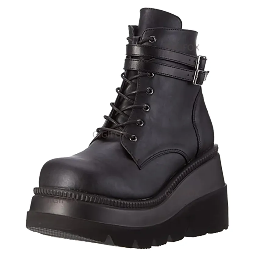 Funki Buys | Boots | Women's Gothic Punk Buckle Ring Creepers