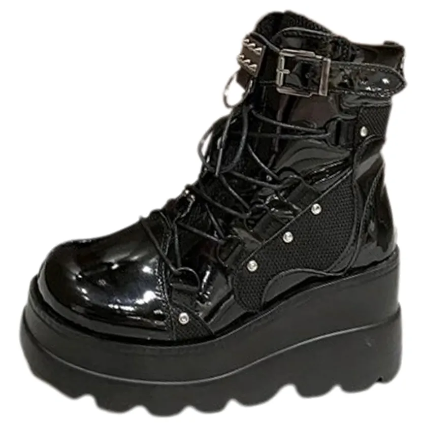 Funki Buys | Boots | Women's Gothic Punk Buckle Ring Creepers