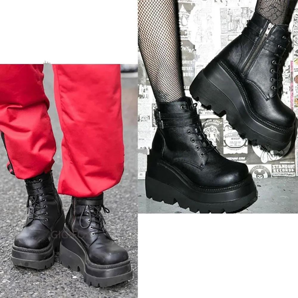 Funki Buys | Boots | Women's Gothic Punk Buckle Ring Creepers