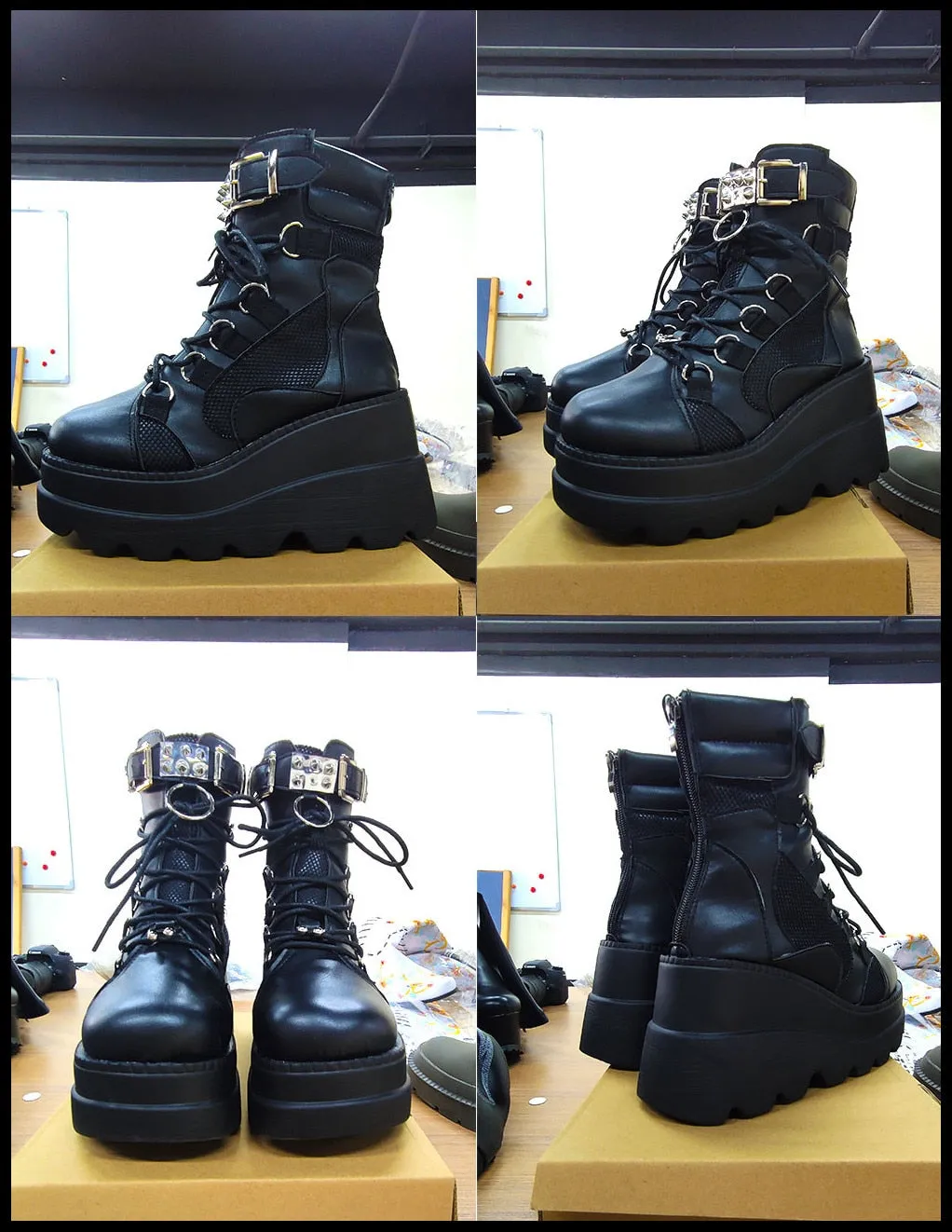 Funki Buys | Boots | Women's Gothic Punk Buckle Ring Creepers