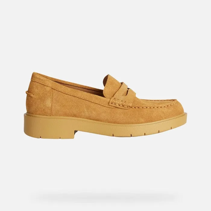 Geox Women's Spherica Suede Loafers- Mustard