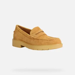 Geox Women's Spherica Suede Loafers- Mustard