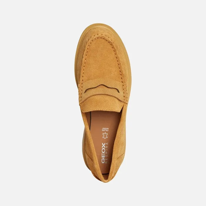 Geox Women's Spherica Suede Loafers- Mustard