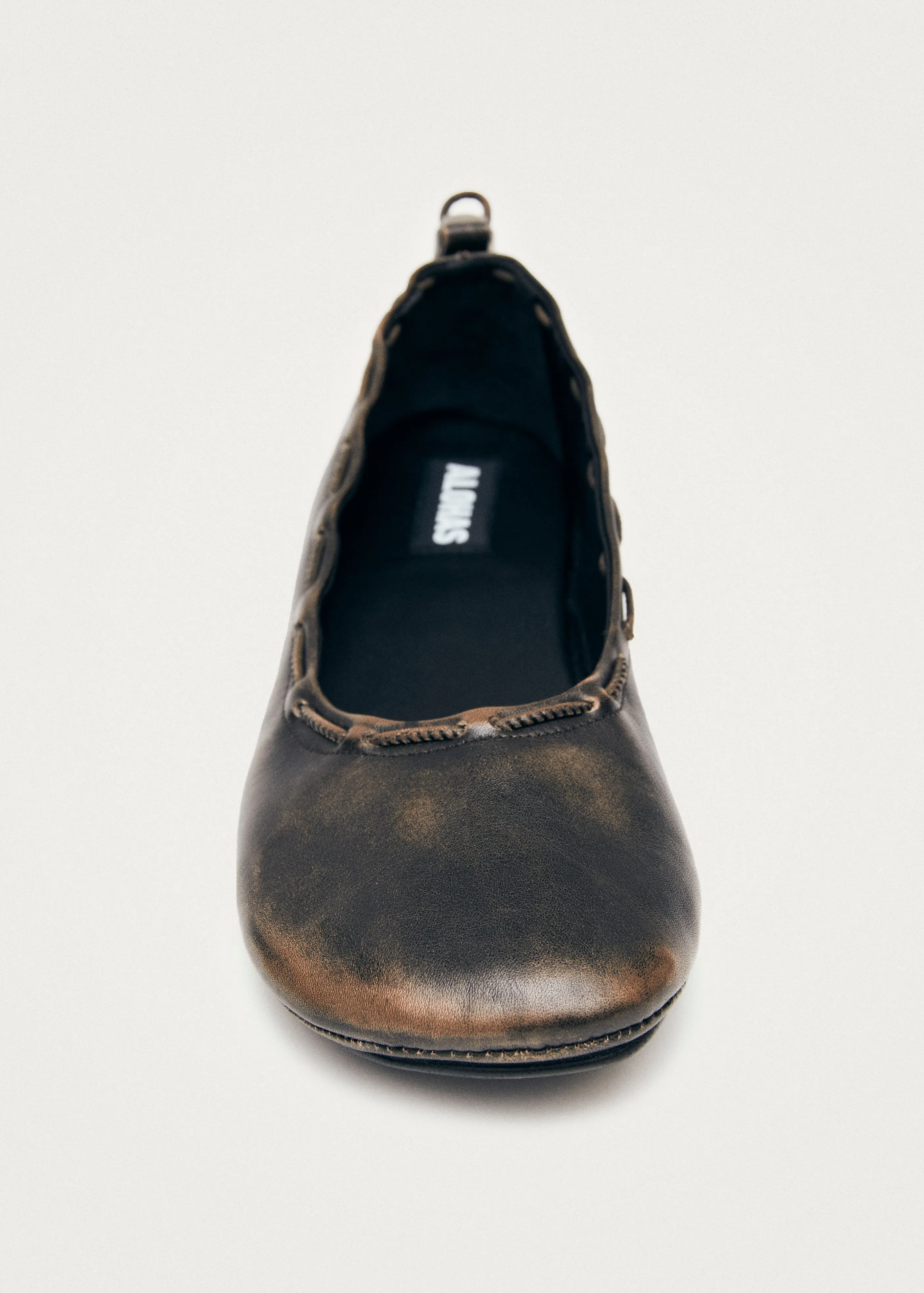 Gill Brushed Brown Leather Ballet Flats