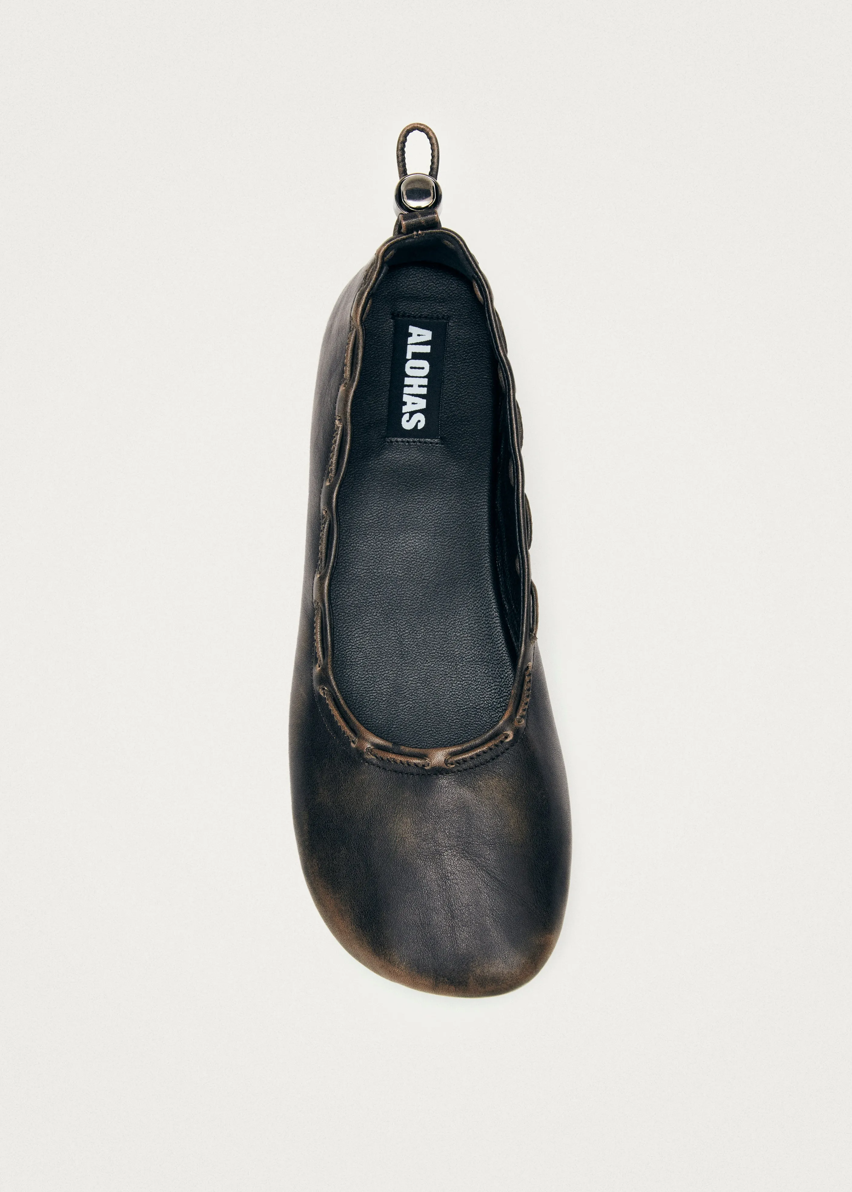 Gill Brushed Brown Leather Ballet Flats