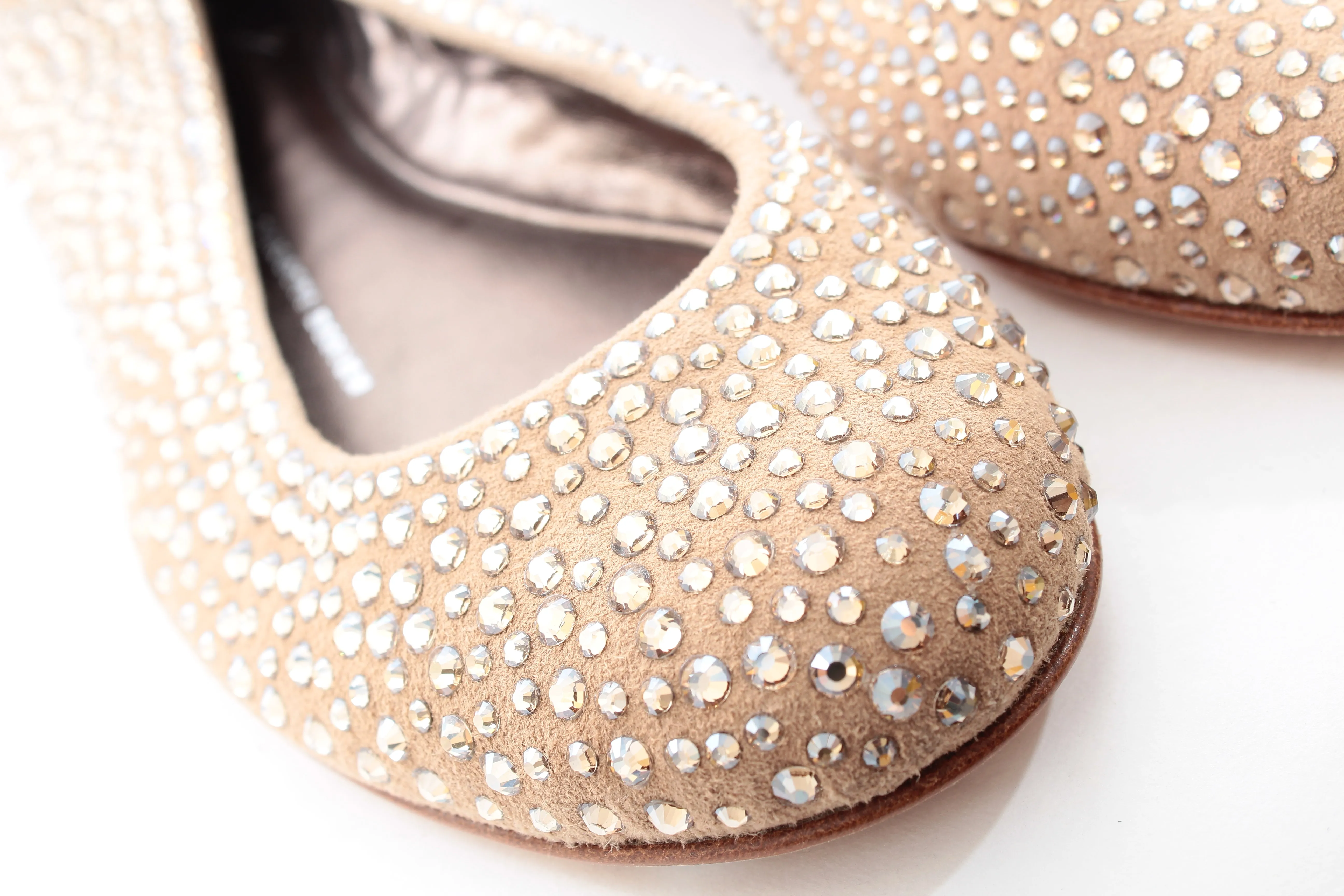 Giuseppe Zanotti Crystal Embellished Suede Ballet Flats