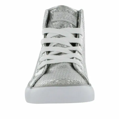 Gotta Flurt Girl's Disco II High Top Sequin Fashion Sneakers Silver Size 1