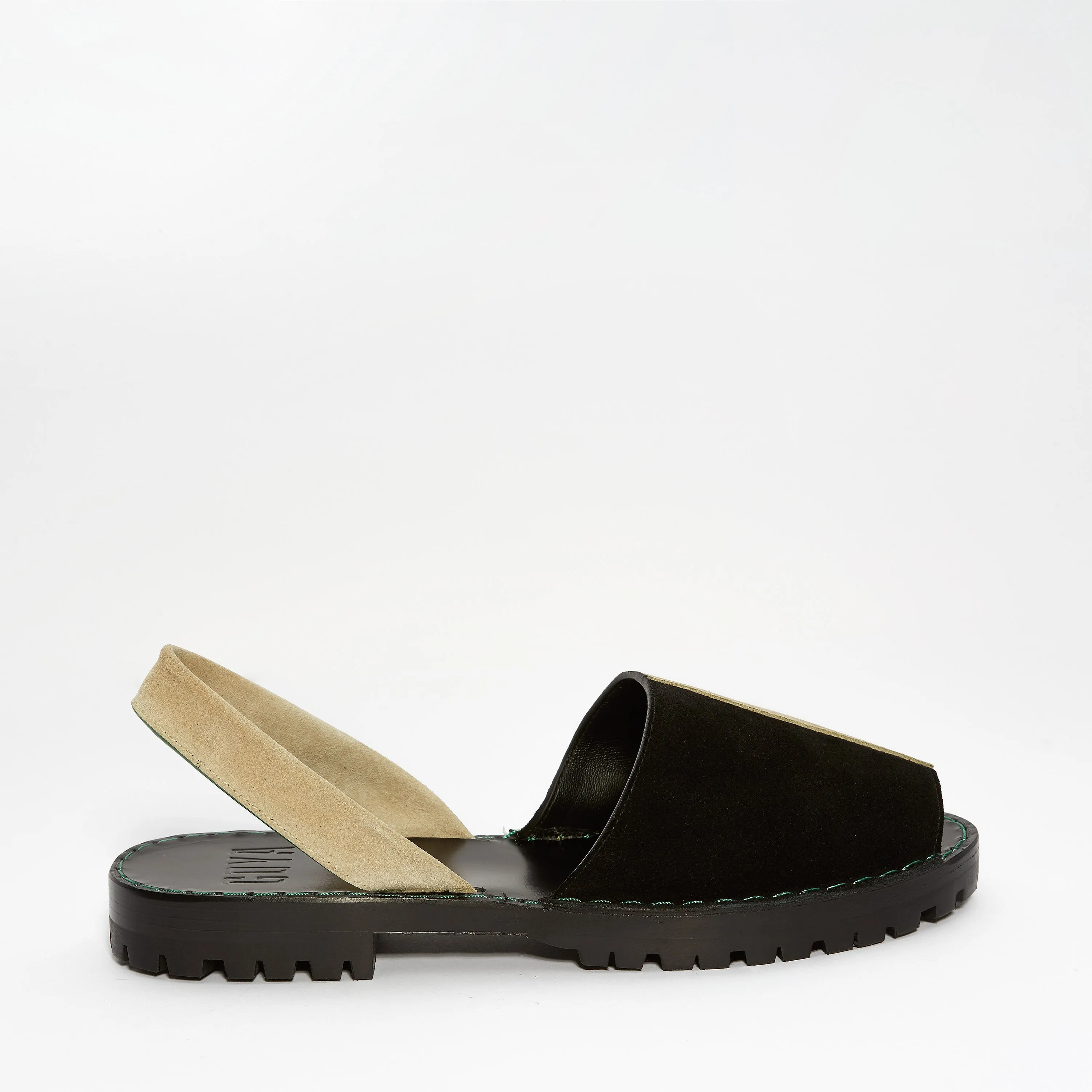 GOYA Black/Beige Bi-Colour Suede Sandals