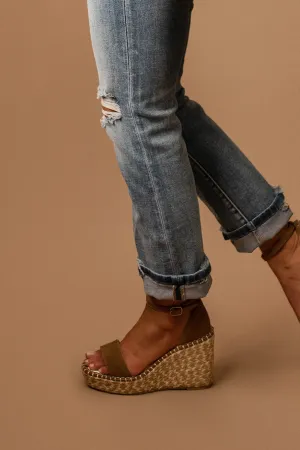 Hazel Espadrille Wedge Sandals (Brown)