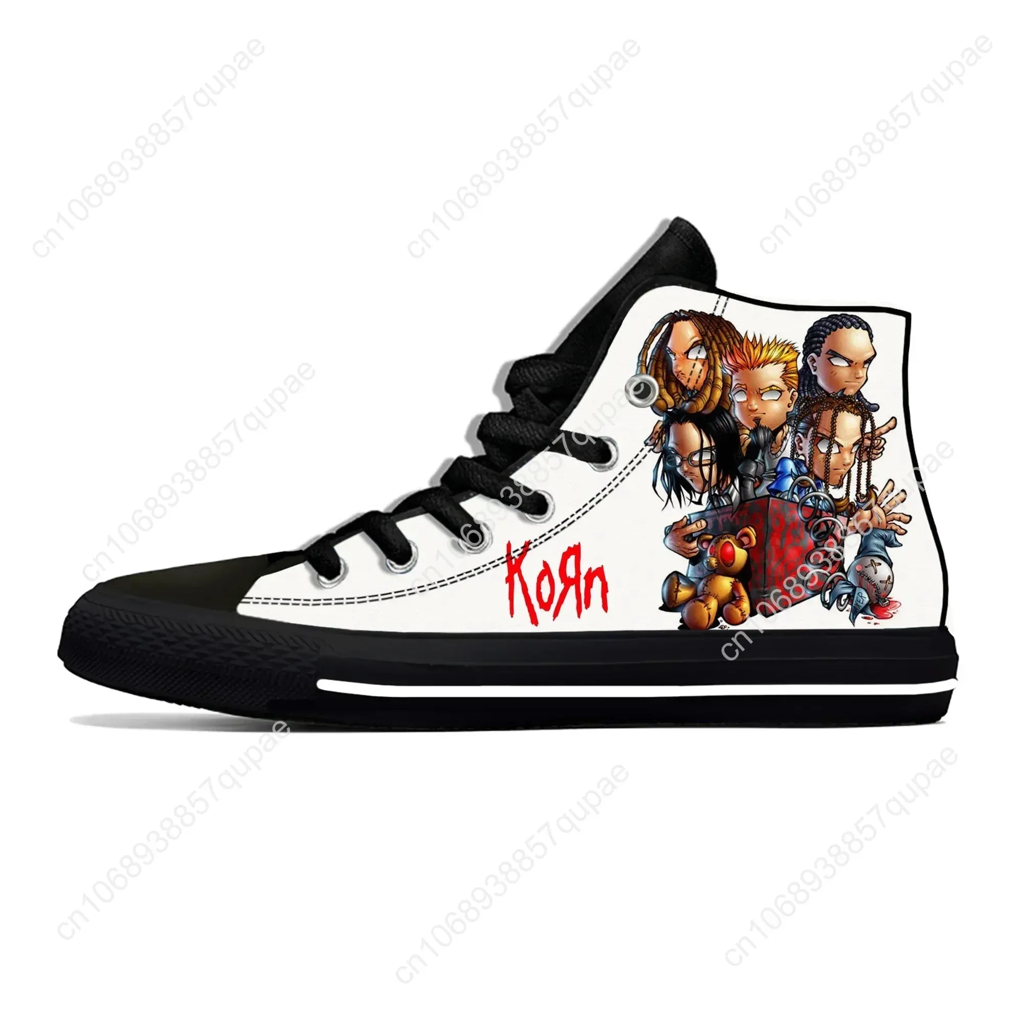 Korn Rock Band High-Top Sneakers – 3D Printed Lightweight Canvas Shoes