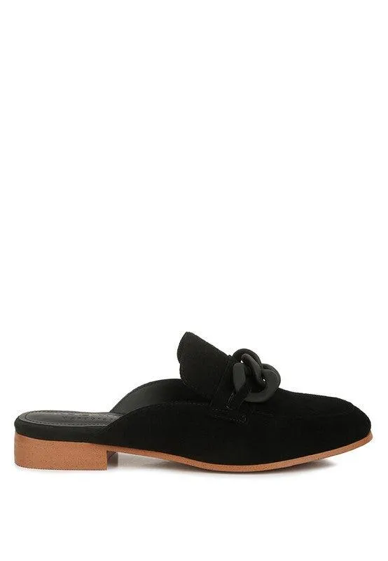 Krizia Chunky Chain Suede Slip On Loafers