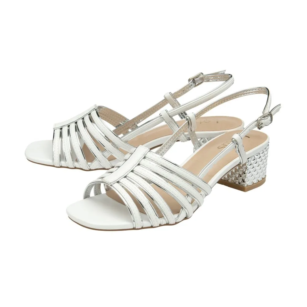 Lotus Cheryl Ladies White Sling Back Heels