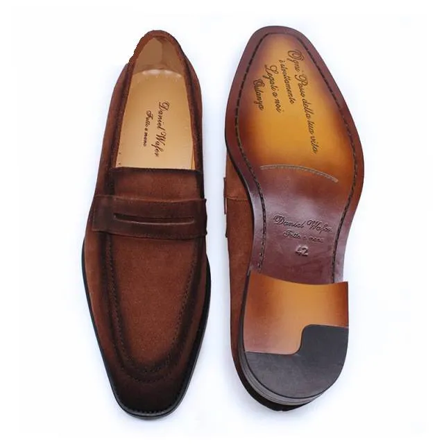 Luxury Men Suede Leather Slip On Monocolor Loafers