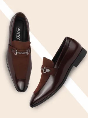 Men Brown Party Slip On Loafers