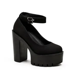 Minimalist Ankle Strap Chunky Pumps